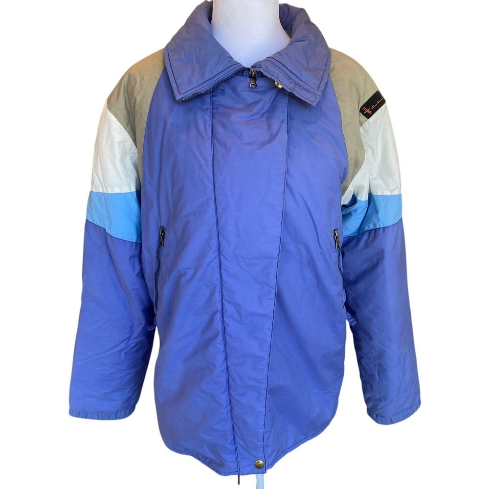 VTG Henri-Charles Colsenet HCC Colorblock Ski Jacket Blue 80s Made Portugal Med.